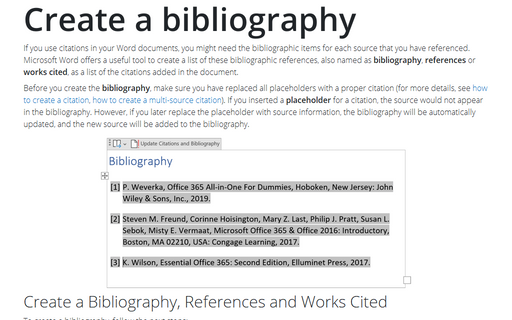 Create a Bibliography, References, or Work Cited