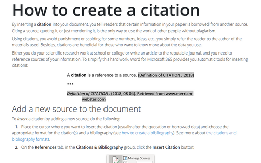 how to insert citation number in excel