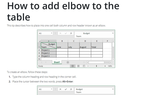 How to add elbow to the table