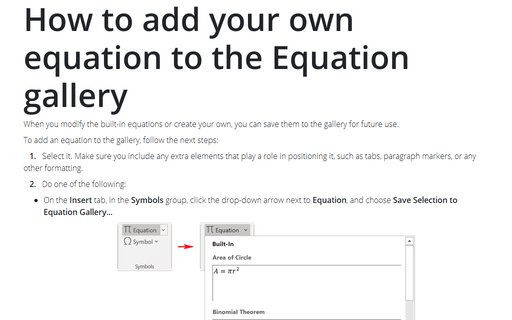How to add your own equation to the Equation gallery