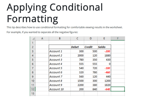 Applying Conditional Formatting