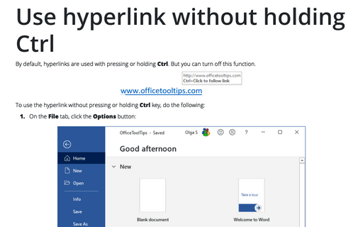 Use hyperlink without holding Ctrl