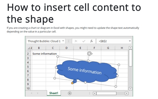 How to insert cell content to the shape