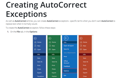 Creating AutoCorrect Exceptions