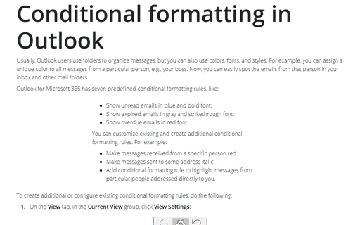 Conditional formatting in Outlook