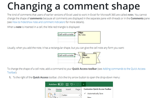 Changing a comment shape