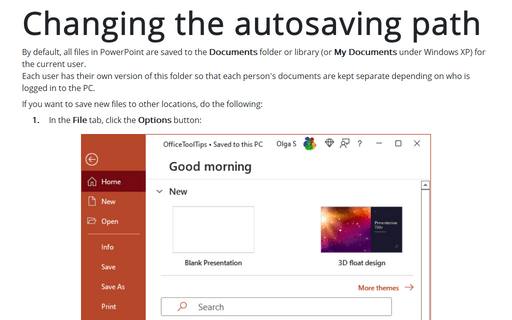 Changing the autosaving path