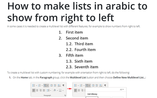 How to make lists in arabic to show from right to left