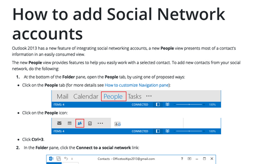 How to add Social Network accounts