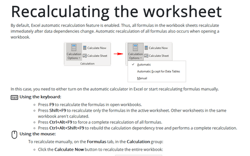 Recalculating the worksheet