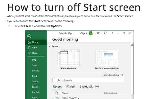 How to turn off Start screen