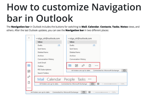 How to customize Navigation Bar in Outlook