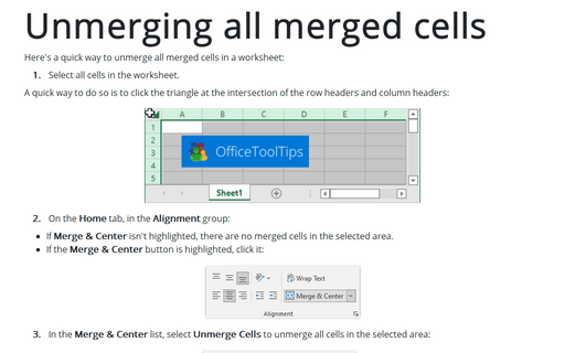 Unmerging all merged cells