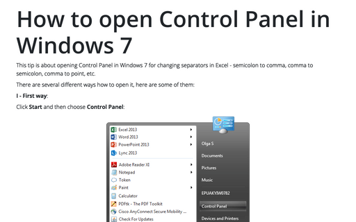 open control panel windows 10