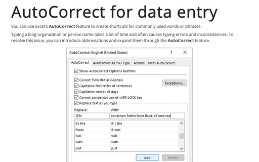 AutoCorrect for data entry