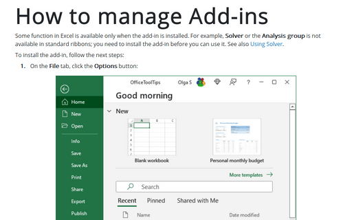 How to manage Add-ins
