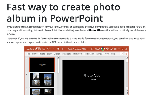 Fast way to create photo album in PowerPoint