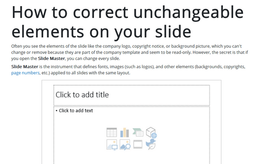 How to correct unchangeable elements on your slide