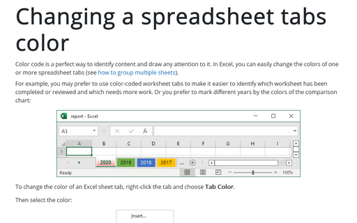 Changing a spreadsheet tabs color