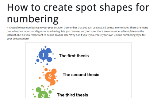 How to create spot shapes for numbering