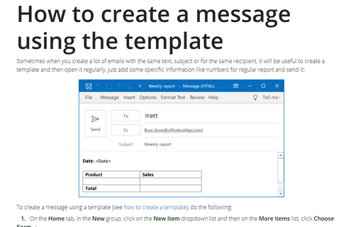 How to create a message using the template