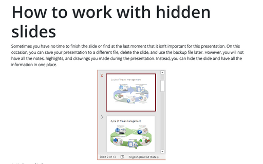 How to work with hidden slides