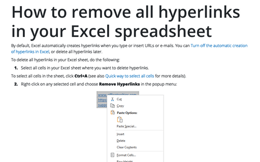How to remove all hyperlinks in your Excel spreadsheet
