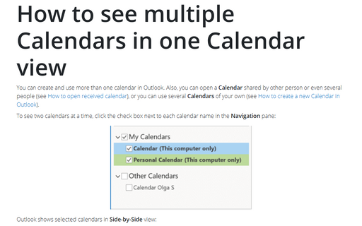 How to see multiple Calendars in one Calendar view