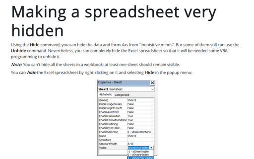 Making a spreadsheet very hidden