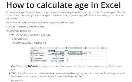 How to calculate age in Excel