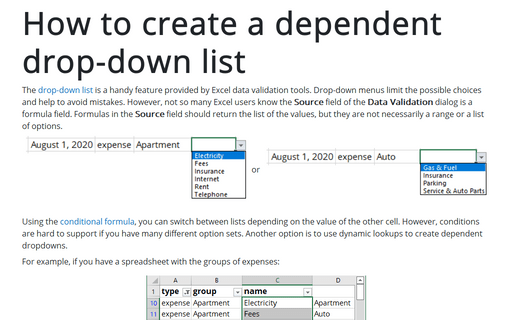 How to create a dependent drop-down list