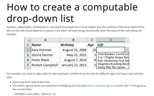 How to create a computable drop-down list