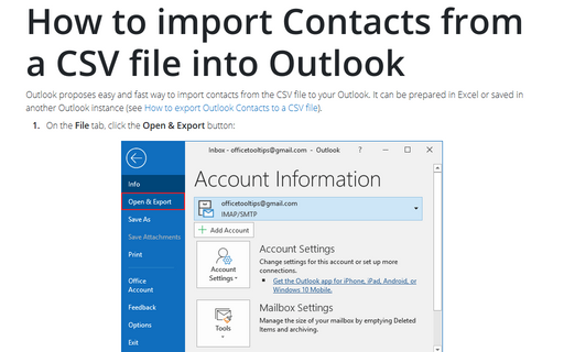 How to import Contacts from a CSV file into Outlook