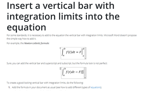 Insert a vertical bar with integration limits into the equation