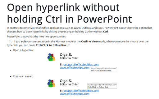 Open hyperlink without holding Ctrl in PowerPoint