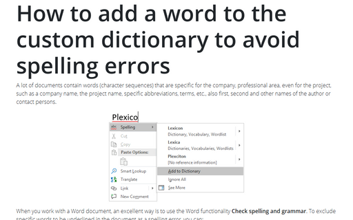 How To Remove A Word From The Custom Dictionary Microsoft Word 2016