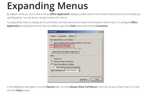 Expanding Menus