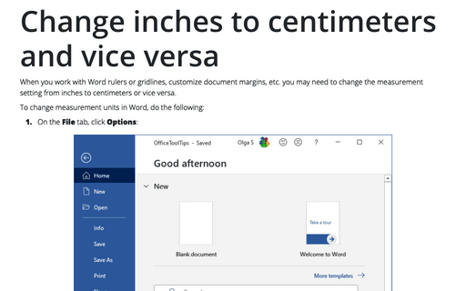 Change inches to centimeters and vice versa