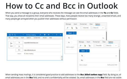 How to Cc and Bcc in Outlook