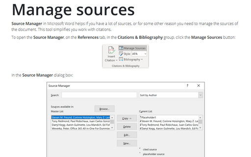 Manage sources