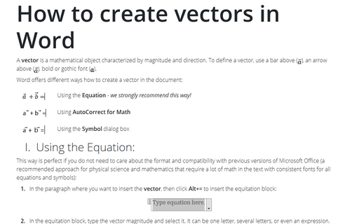 How to create vectors in Word