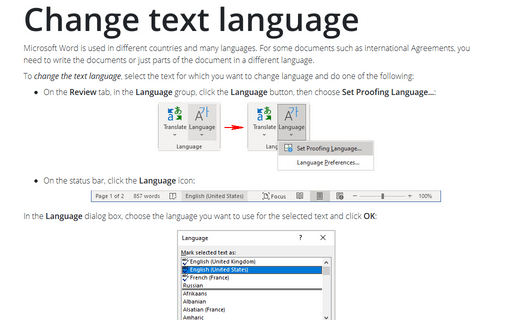 Change text language