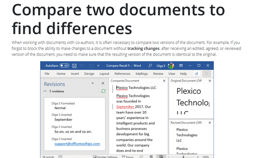 Compare two documents to find differences