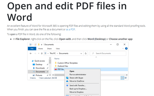 Open and edit PDF files in Word