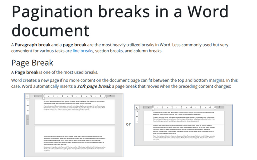 Pagination breaks in a Word document