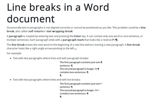 Line breaks in a Word document