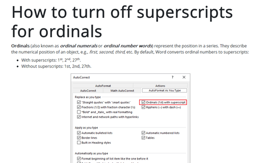 How to turn off superscripts for ordinals