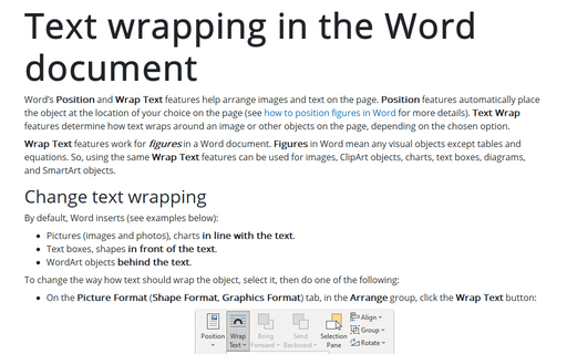 Text wrapping in the Word document