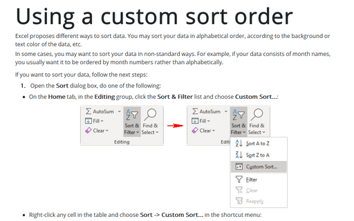 Using a custom sort order
