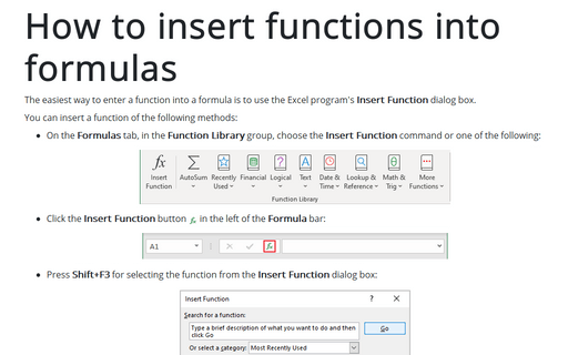 How to insert functions into formulas